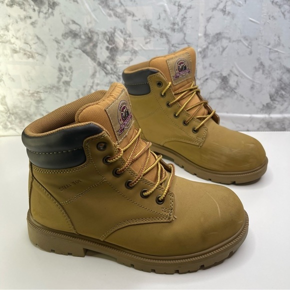 Brahma Work Boots Women’s Size 7.5 Steel Toe Padded Ankle Safety Shoes Brown - Picture 1 of 11